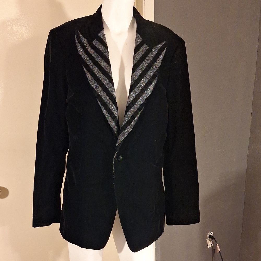 Elegant Black Blazer with Silver Accents